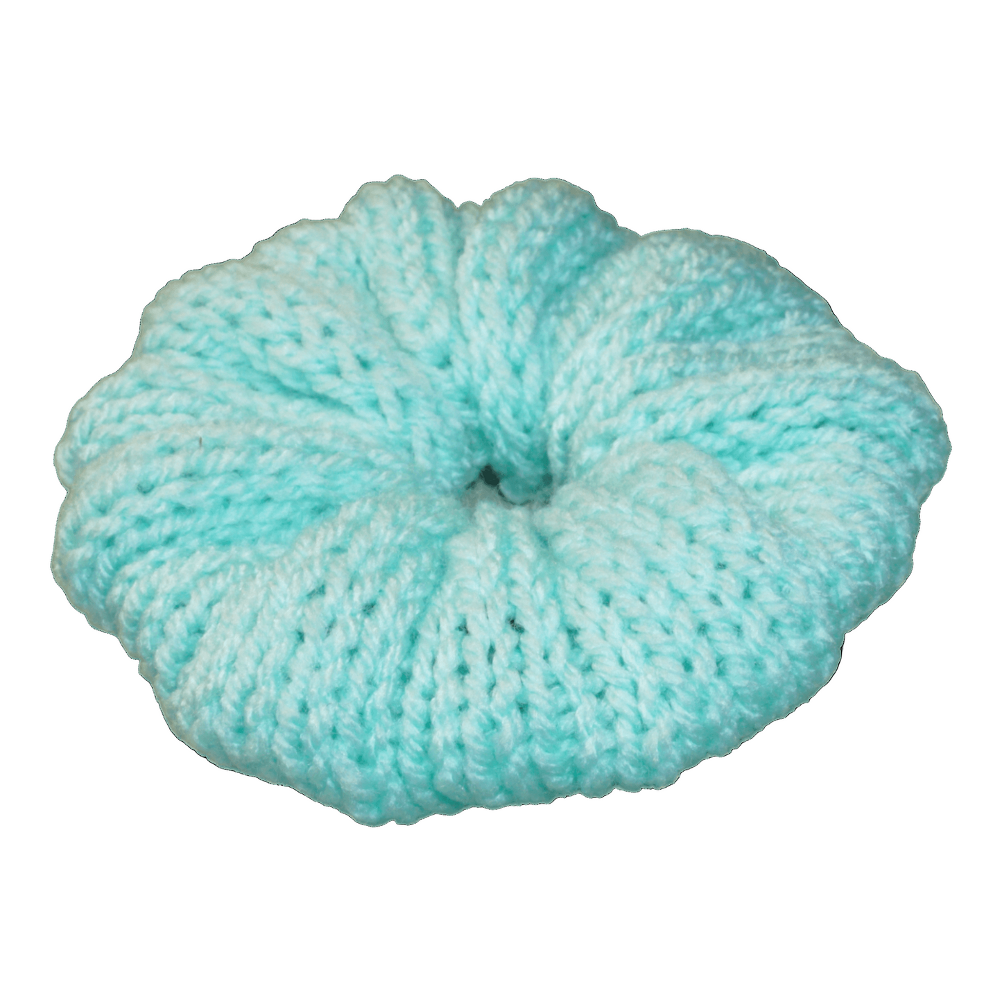 light blue crochet scrunchie