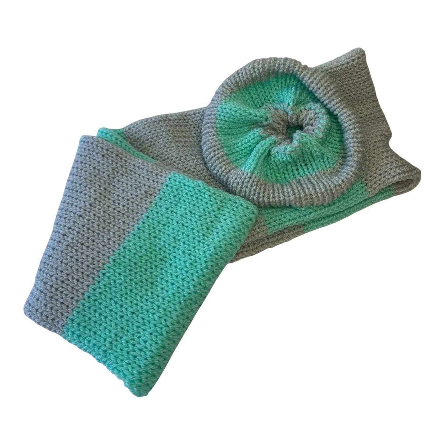 Grey & Mint – XL Crochet Scrunchie & Infinity Scarf Set