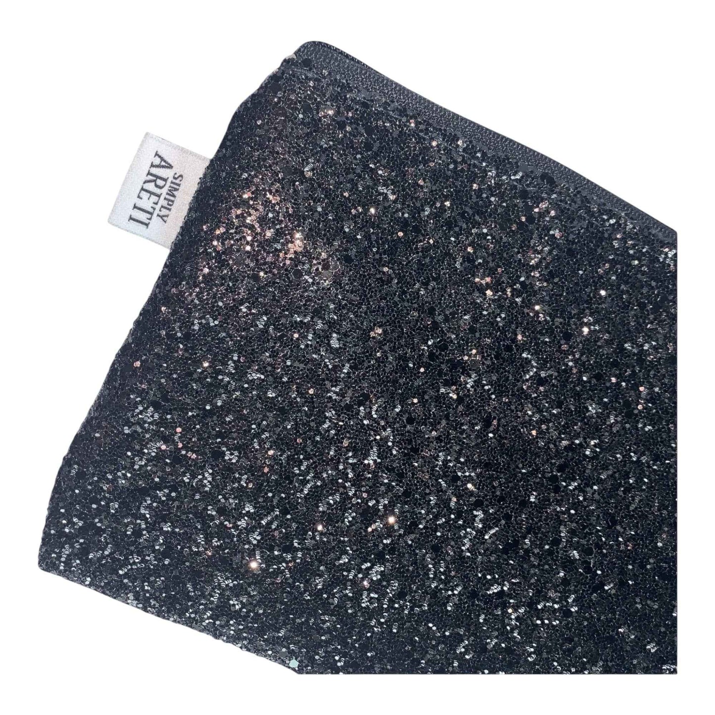 Black Glitter Faux Leather Clutch – Elegant Handmade Evening Pouch