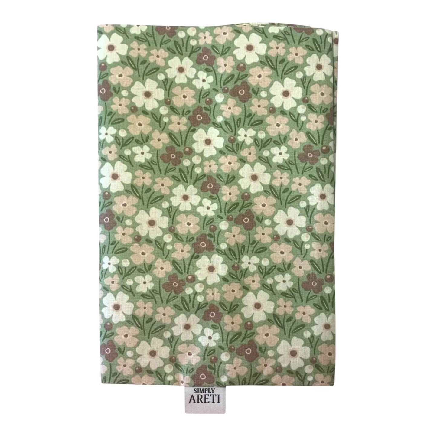 Soft Green Floral Baby Health Book Cover – Handmade Spring Garden Design