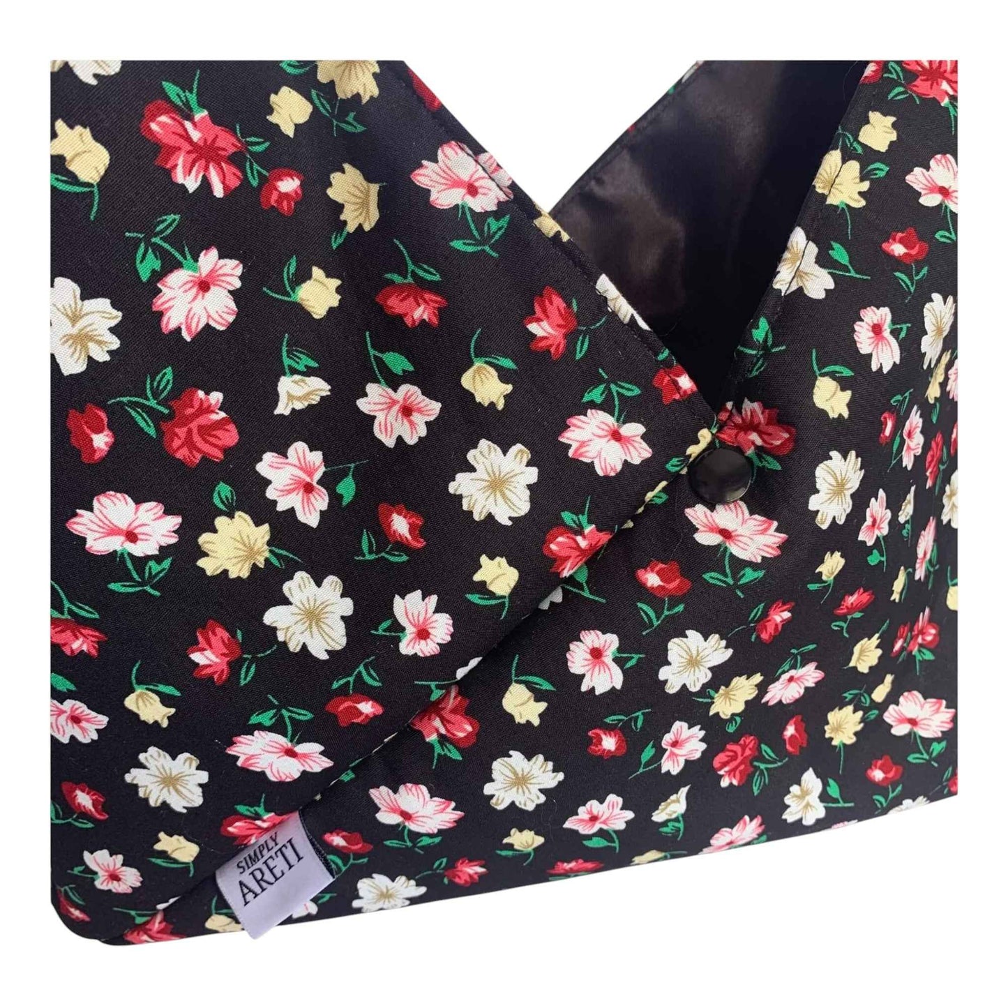 Origami Shoulder Bag – Dark Denim with Floral Print