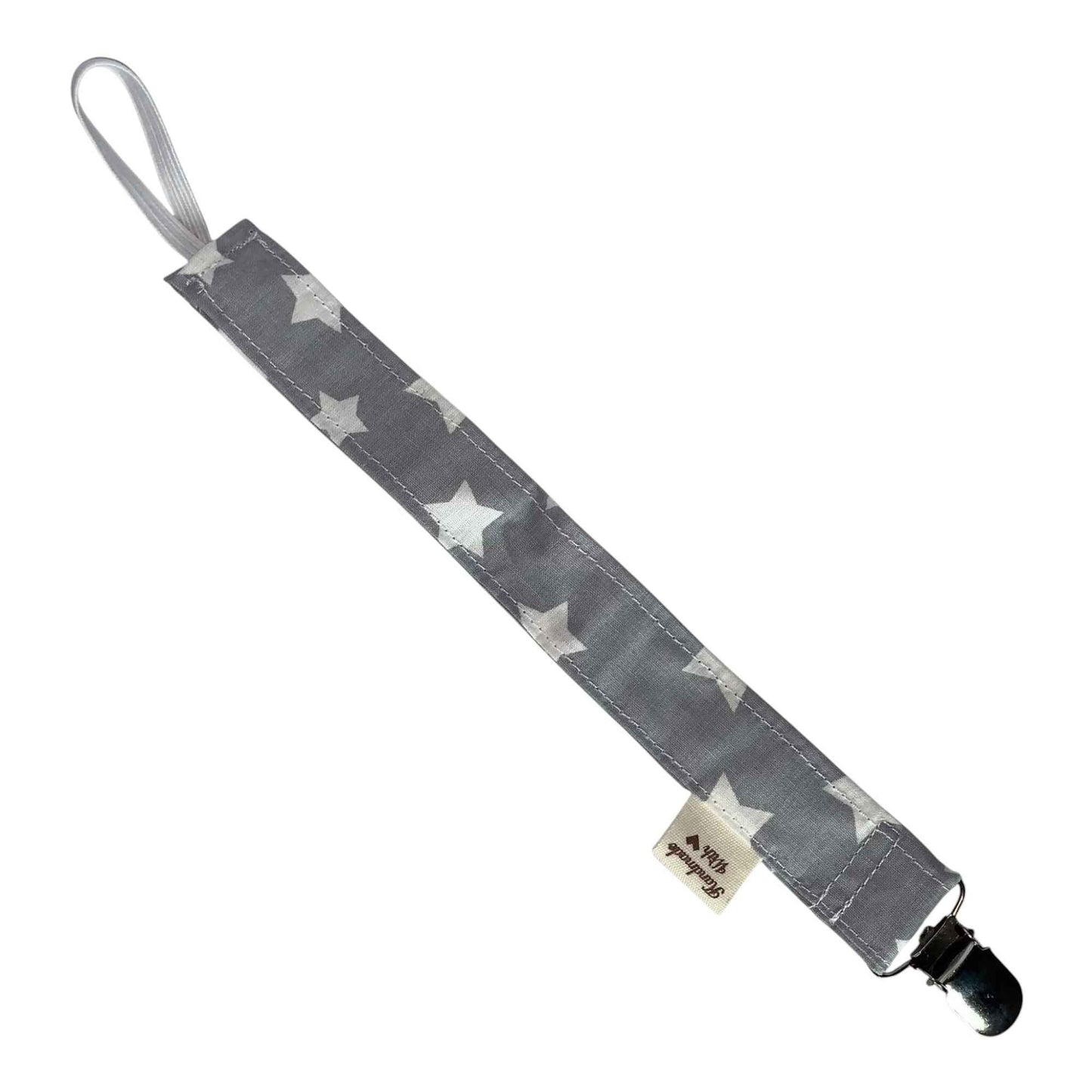 Moonlight Grey Pacifier Clip – Handmade Starry Grey Baby Accessor