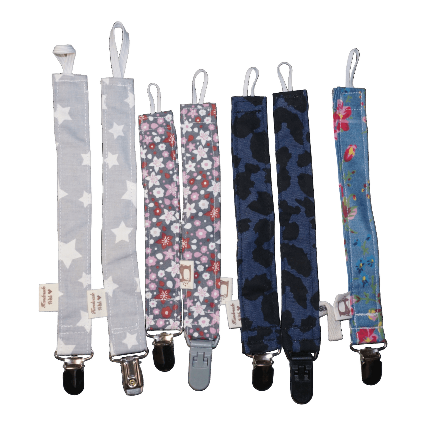 Set of colorful pacifier clips