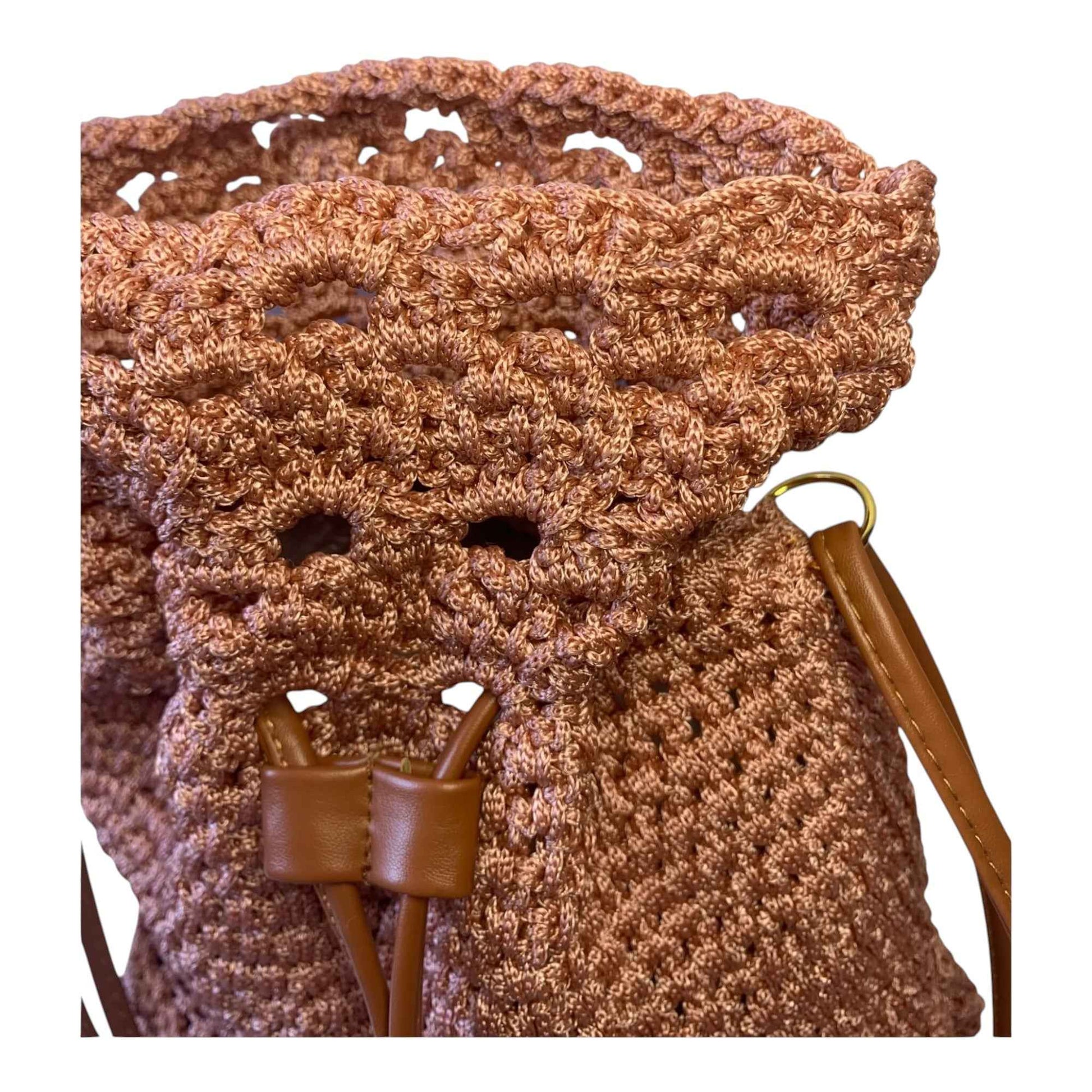 Peach Crochet Bucket Bag | Handmade Romantic Pouch
