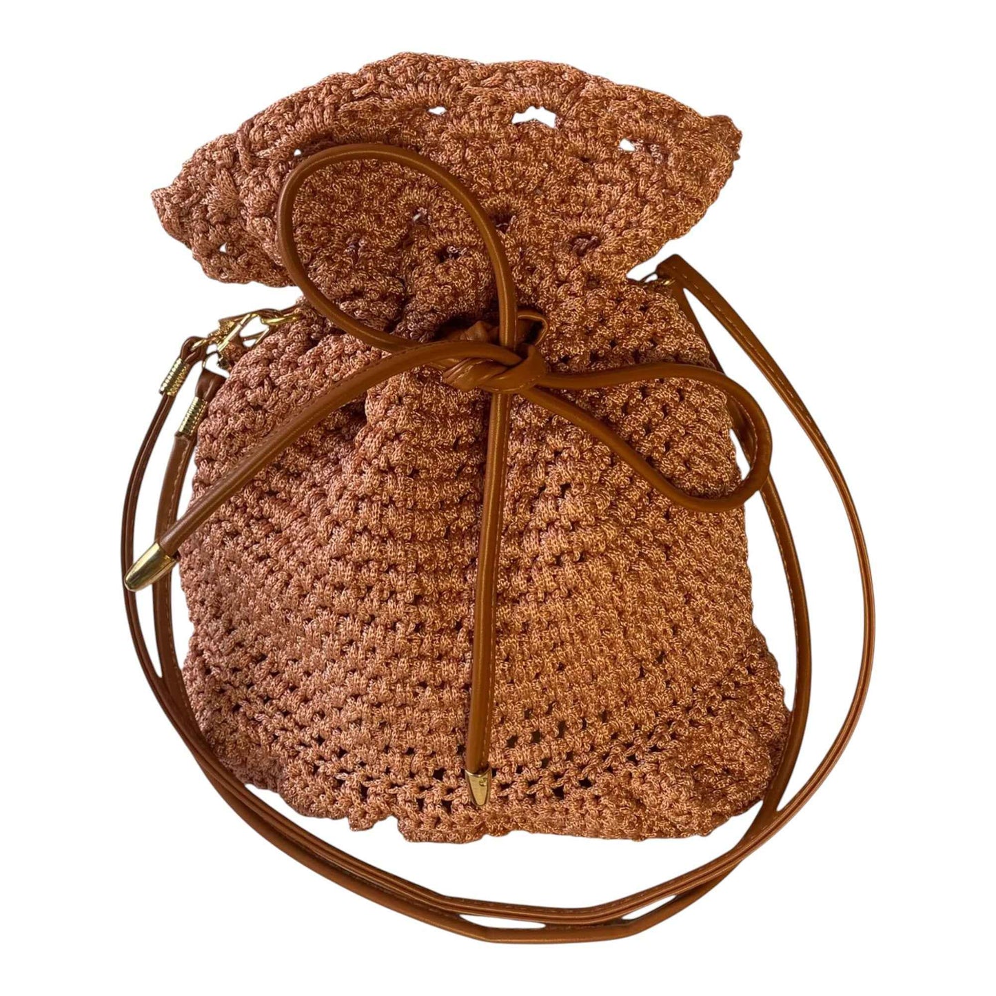 Peach Crochet Bucket Bag | Handmade Romantic Pouch
