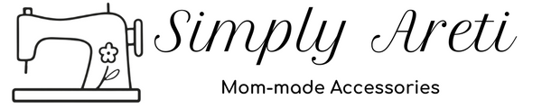Logo of Simply Areti with a sewing machine icon