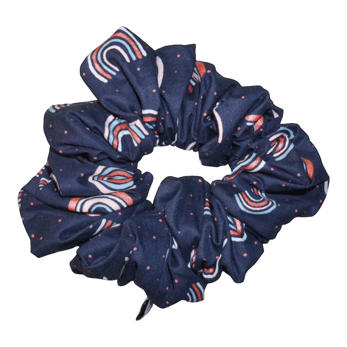 Extra Long Navy Blue Scrunchie with Rainbow Print XL