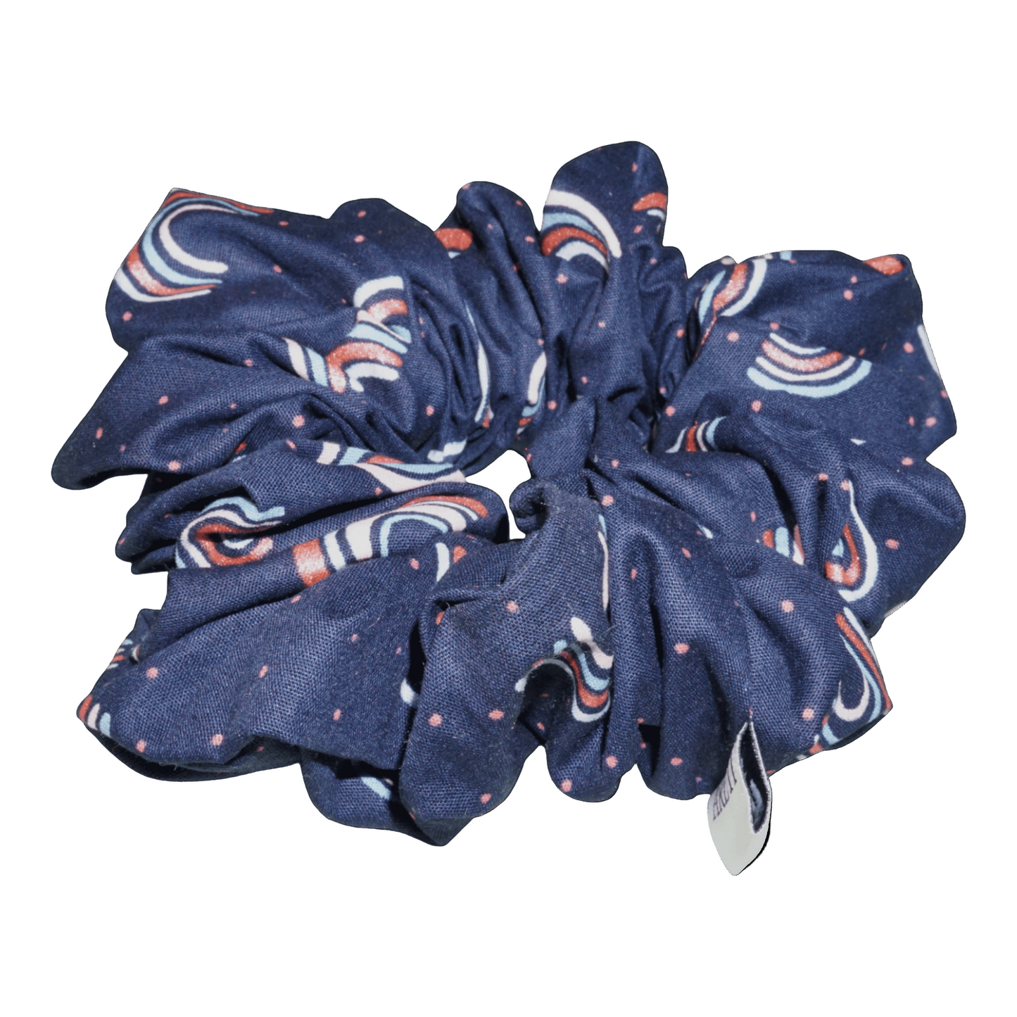 Extra Long Navy Blue Scrunchie with Rainbow Print XL