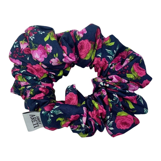 Extra Long Navy Floral Scrunchie – Handmade in XL