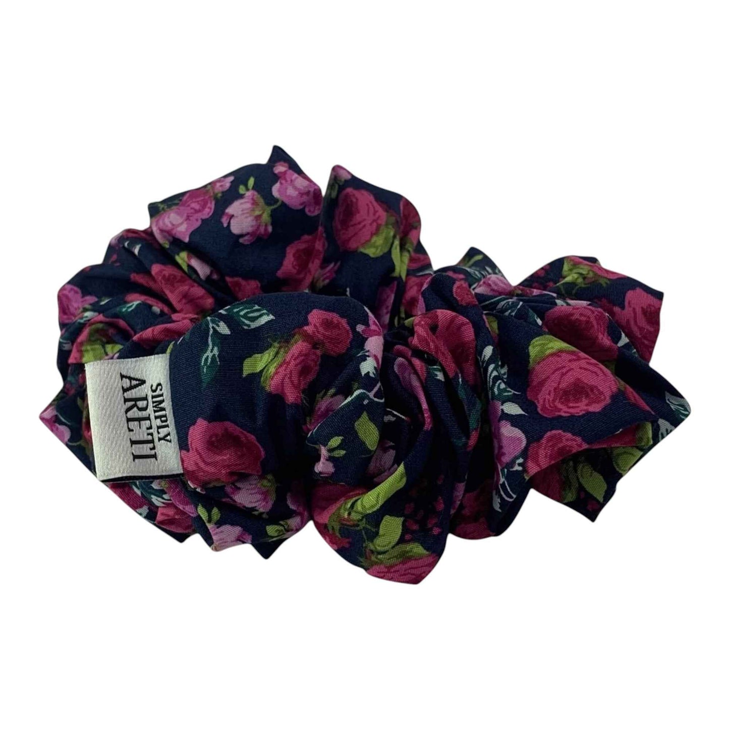 Extra Long Navy Floral Scrunchie – Handmade in XL