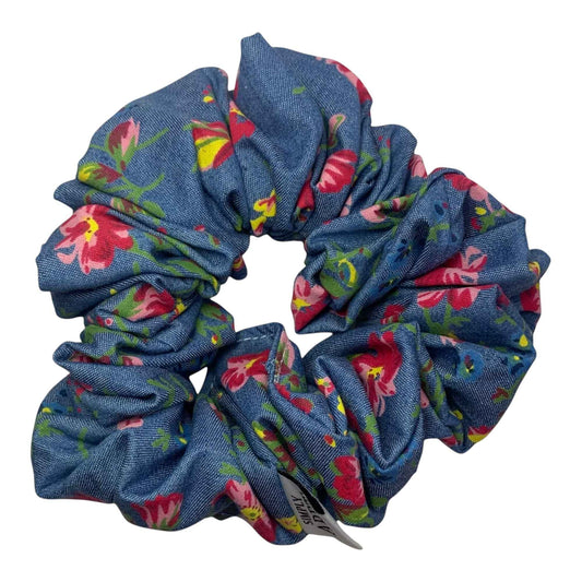 Extra Long Denim Florar Scrunchie – Handmade in XL