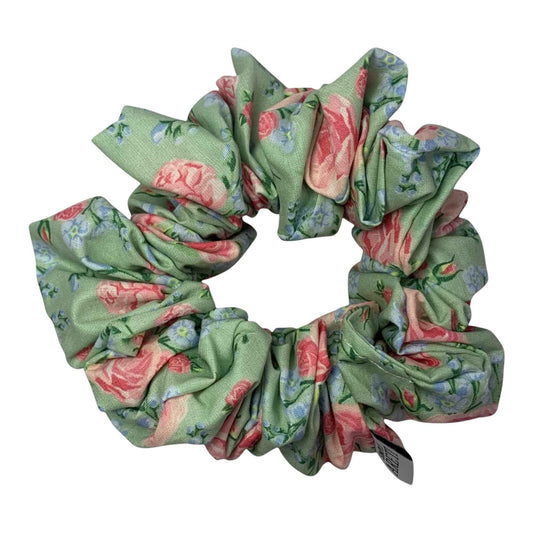 Extra Long Mint Floral Scrunchie with Roses XL