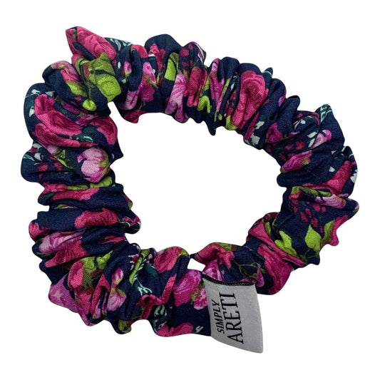 Extra Long Navy Floral Scrunchie – Handmade in XS
