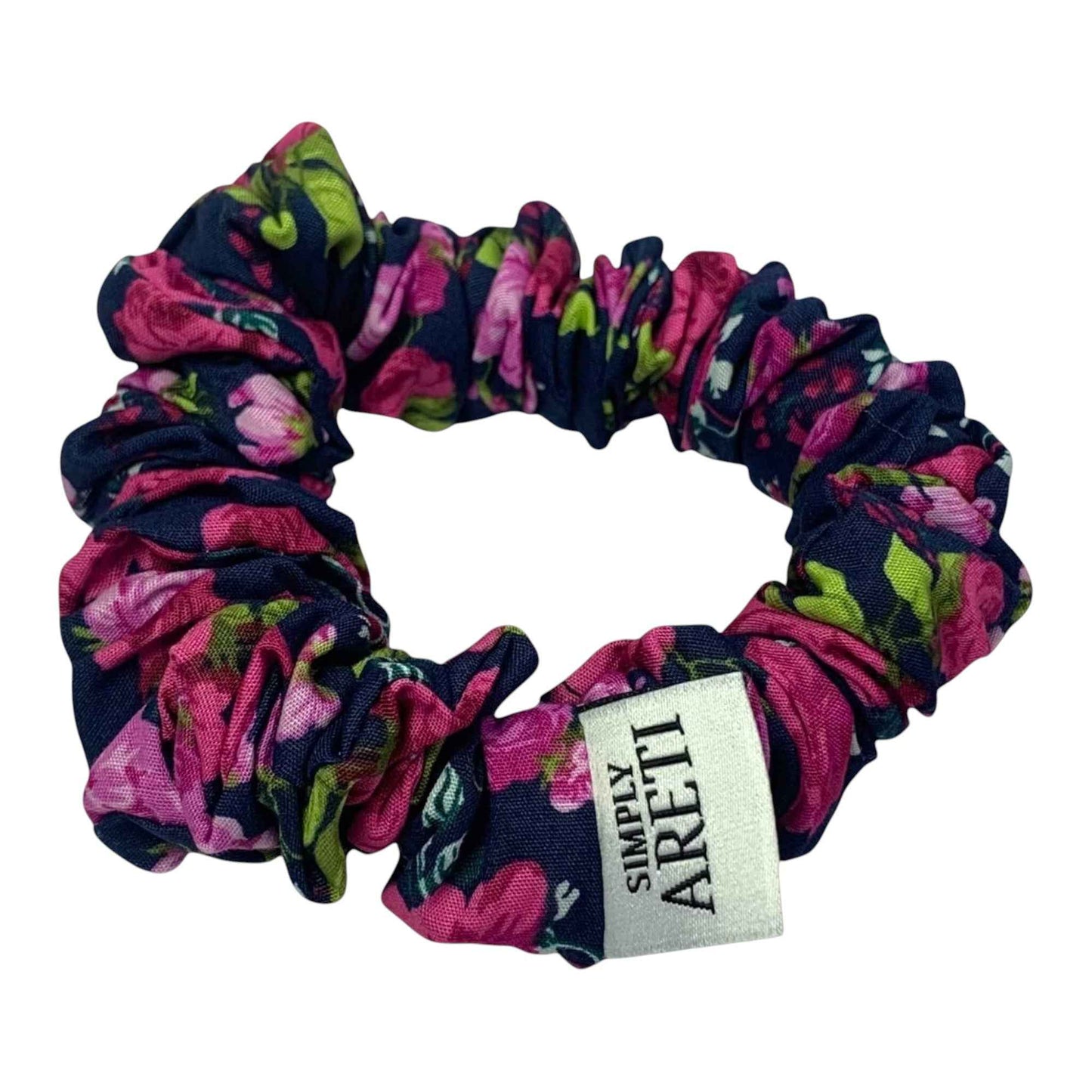 Extra Long Navy Floral Scrunchie – Handmade in XS