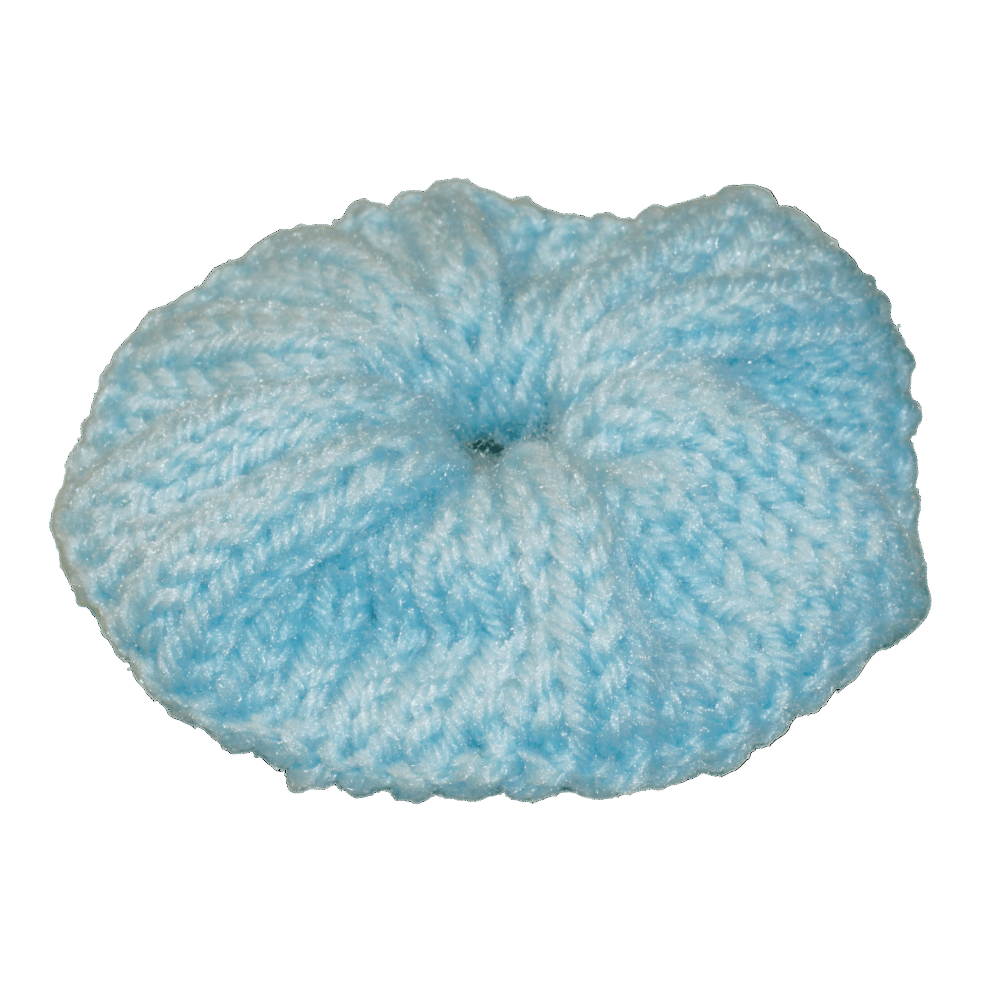 light blue crochet scrunchie