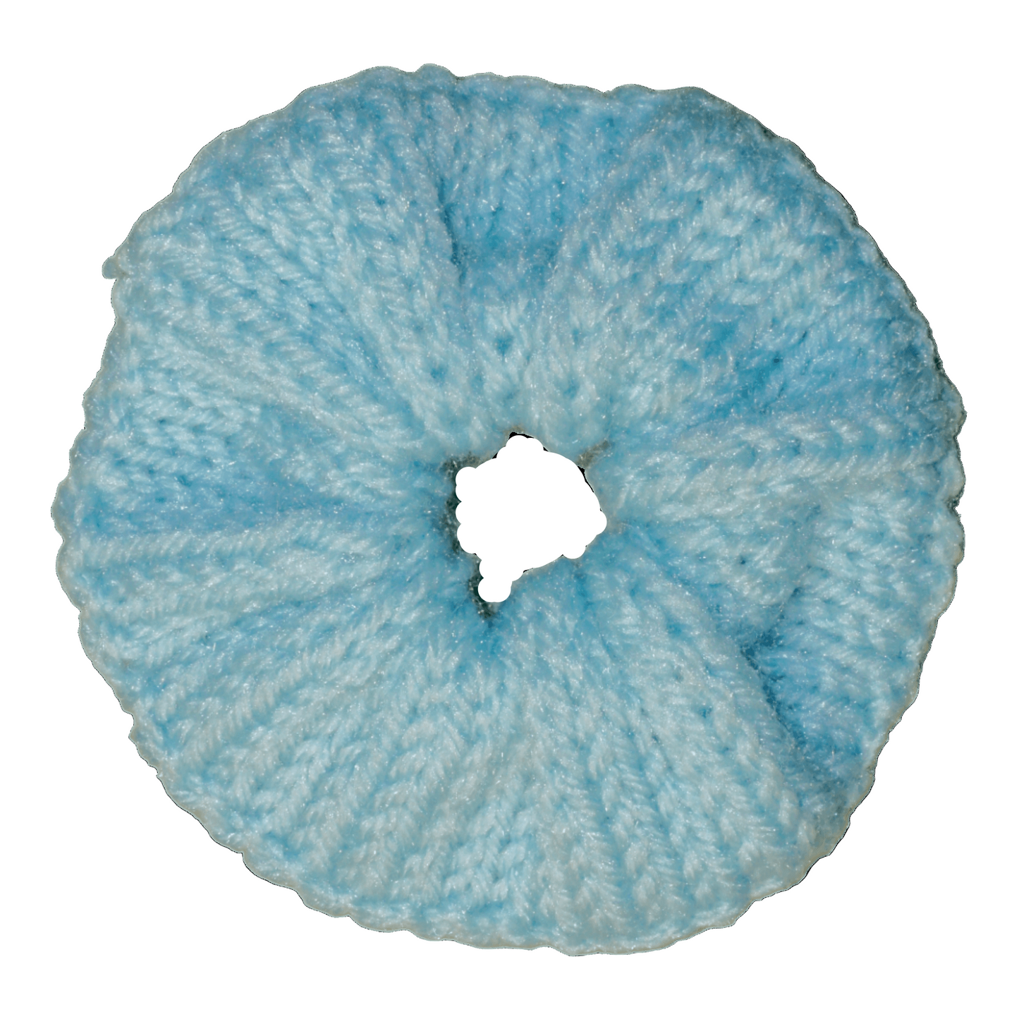 light blue crochet scrunchie
