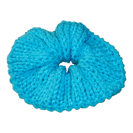 blue crochet scrunchie