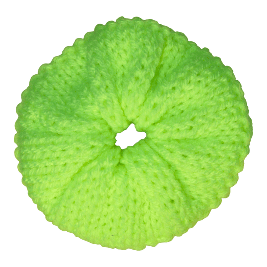 neon yellow crochet scrunchie