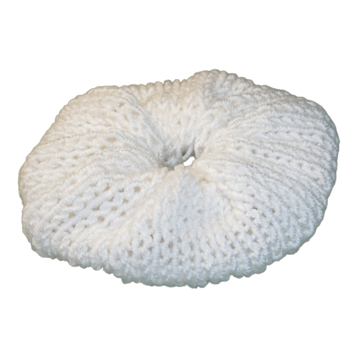 white crochet scrunchie