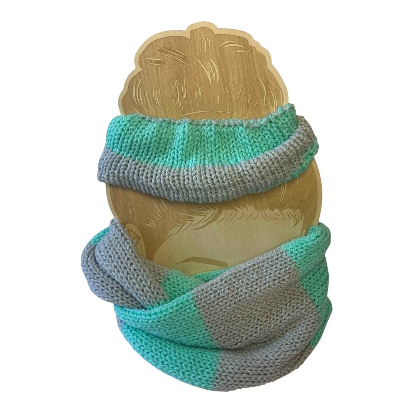 Grey & Mint – XL Crochet Scrunchie & Infinity Scarf Set