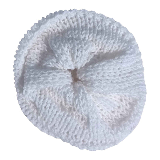 XL White Handmade Crochet Scrunchie – Soft Hypoallergenic Hair Tie