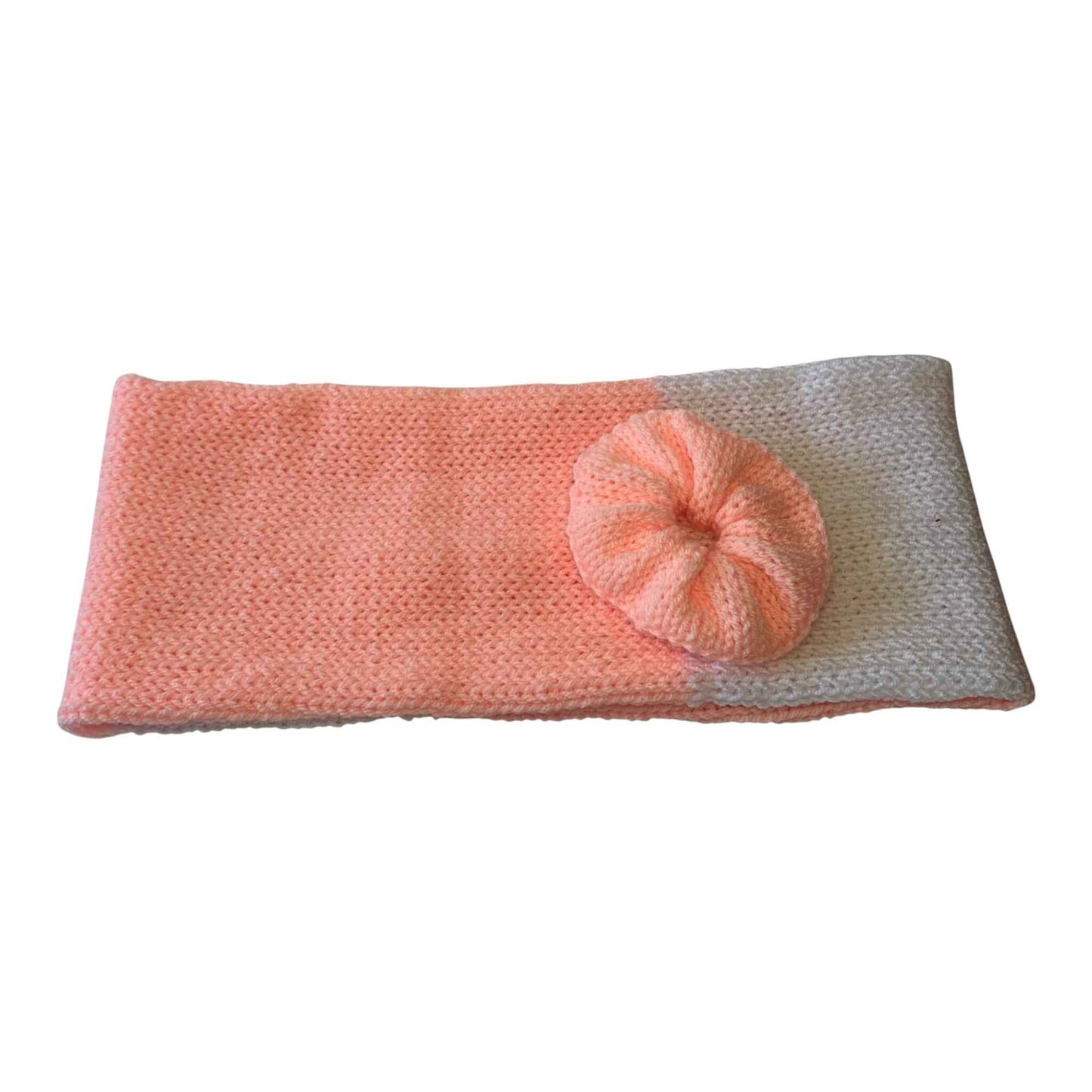 Coral & White – Crochet Scrunchie & Infinity Scarf Set