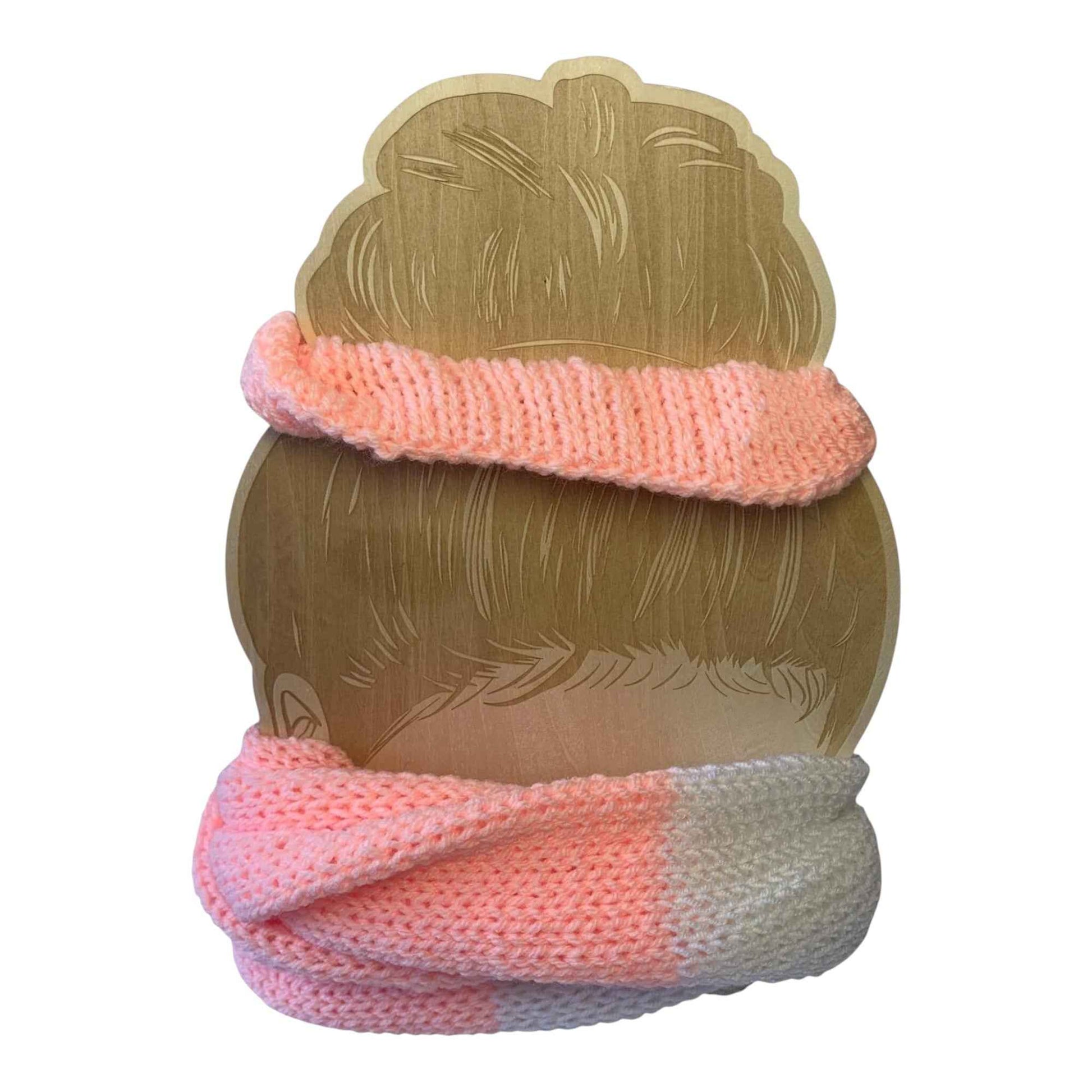 Coral & White – Crochet Scrunchie & Infinity Scarf Set
