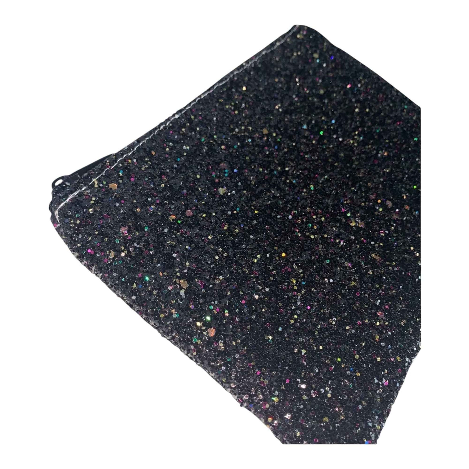 Black Glitter Faux Leather Clutch – Glam Handmade Evening Bag