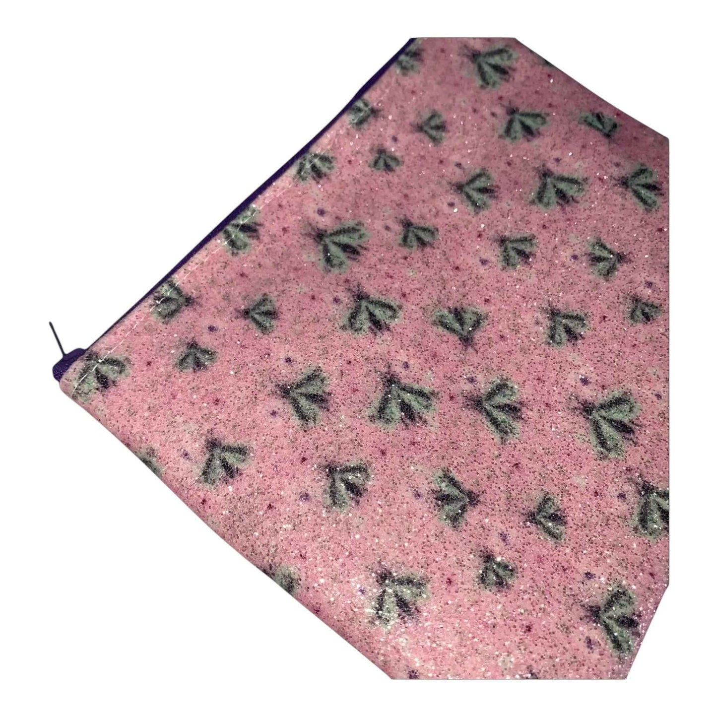 Pink Firefly Glitter Clutch with Purple Zipper – Handmade Sparkly Evening Bag