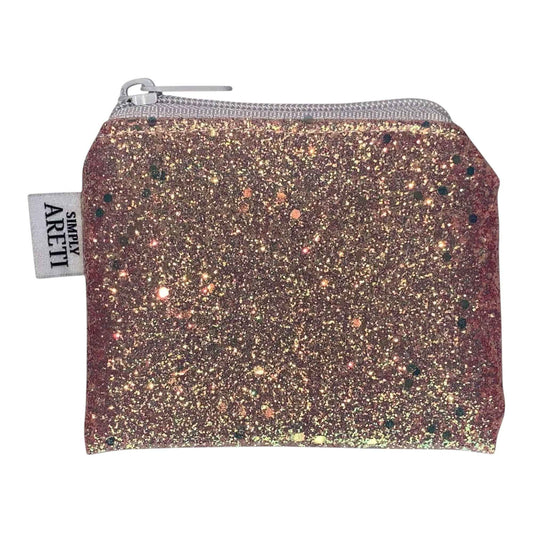 Pink Glitter Mini Pouch – Handmade Zipper Case for Coins, Lip Balm & Essentials