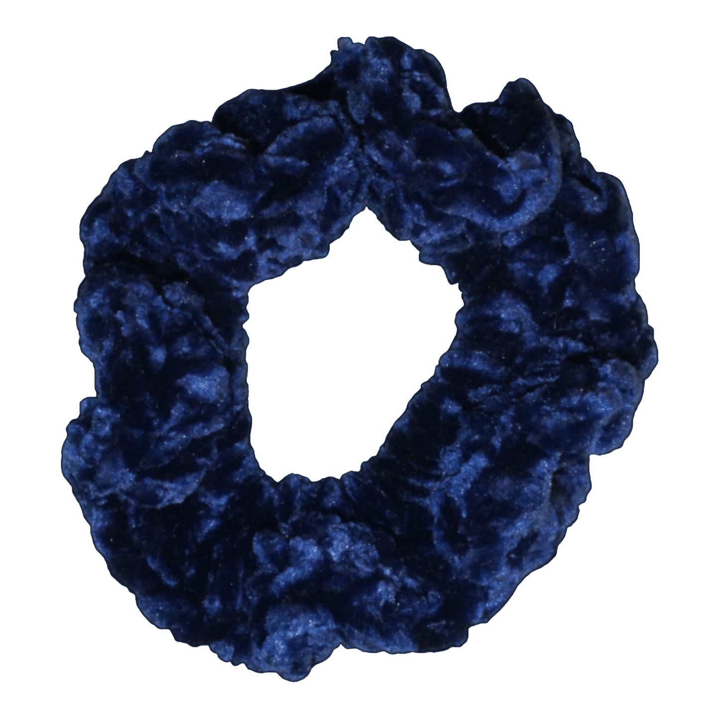 royal blue fluffy crochet scrunchie
