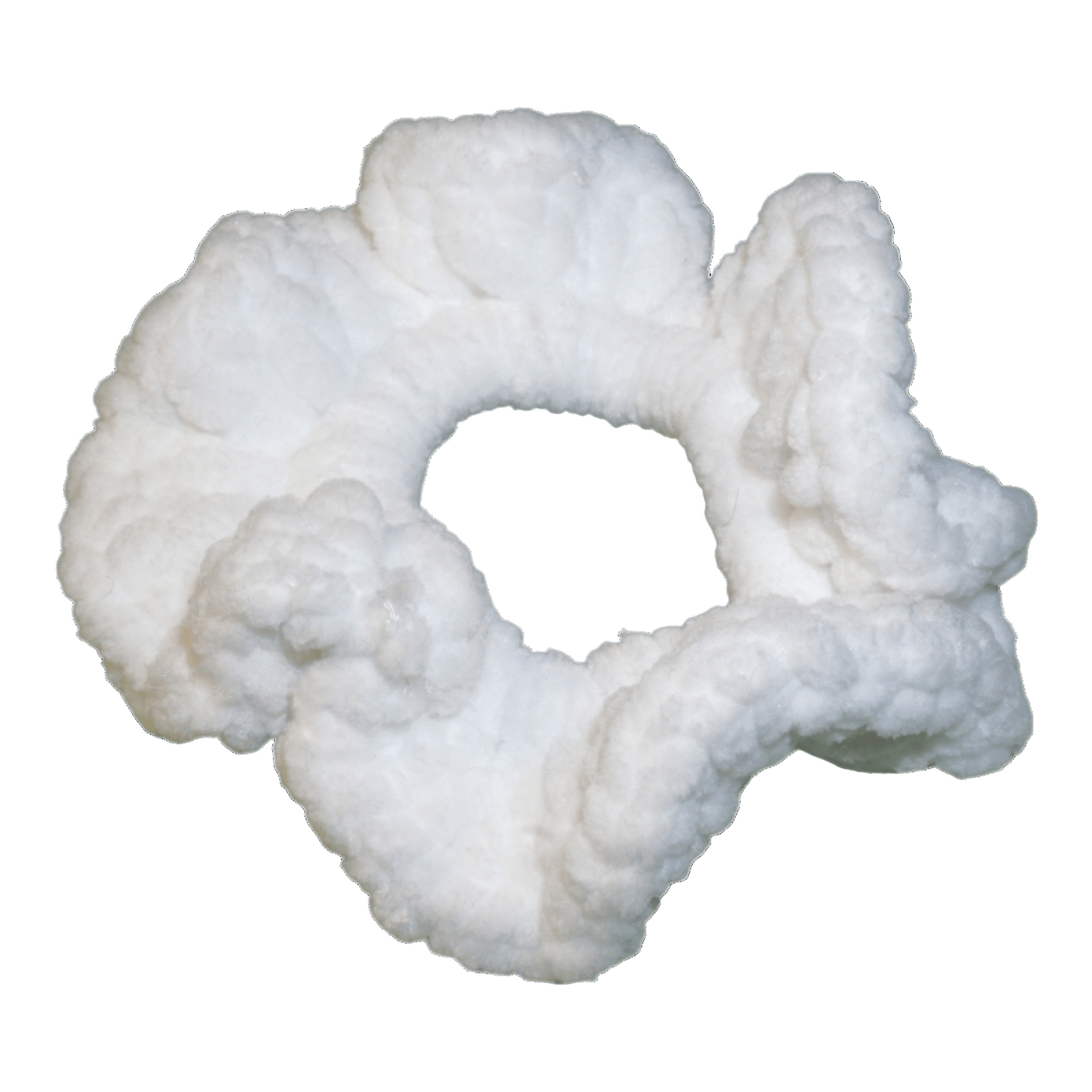 white fluffy crochet scrunchie