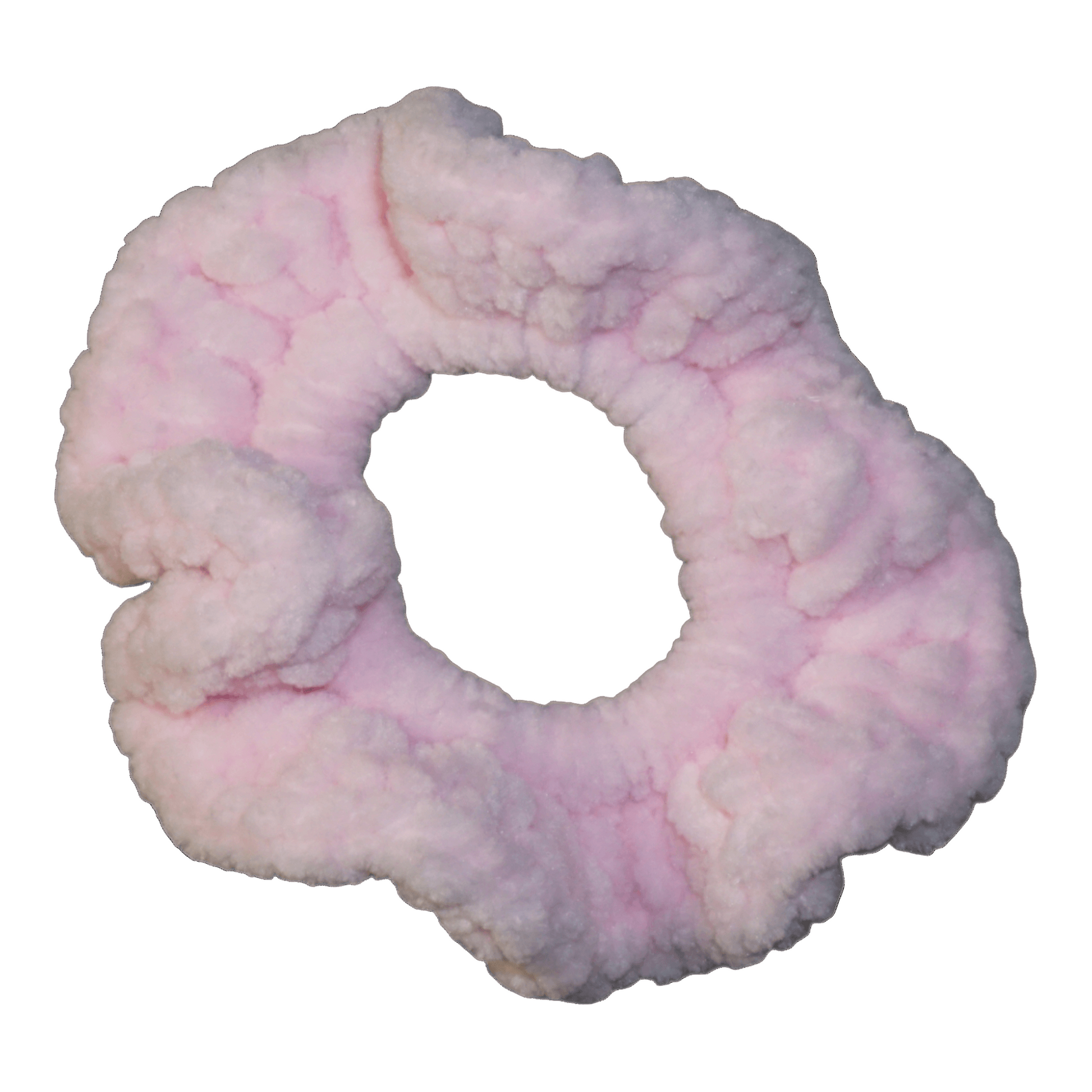 baby pink fluffy crochet scrunchie