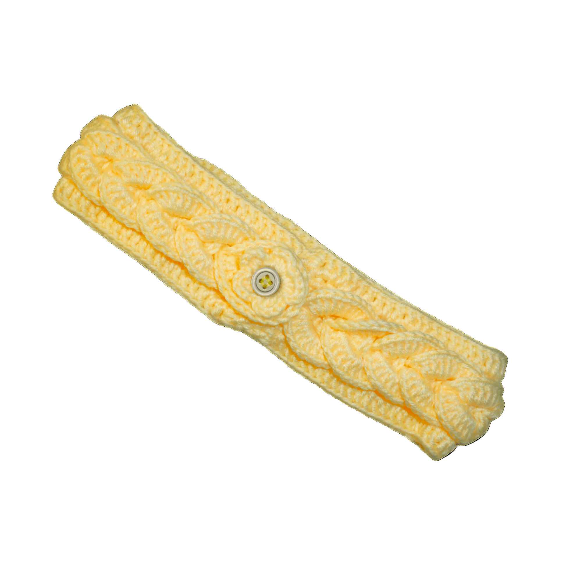 Yellow headband crochet with braided design