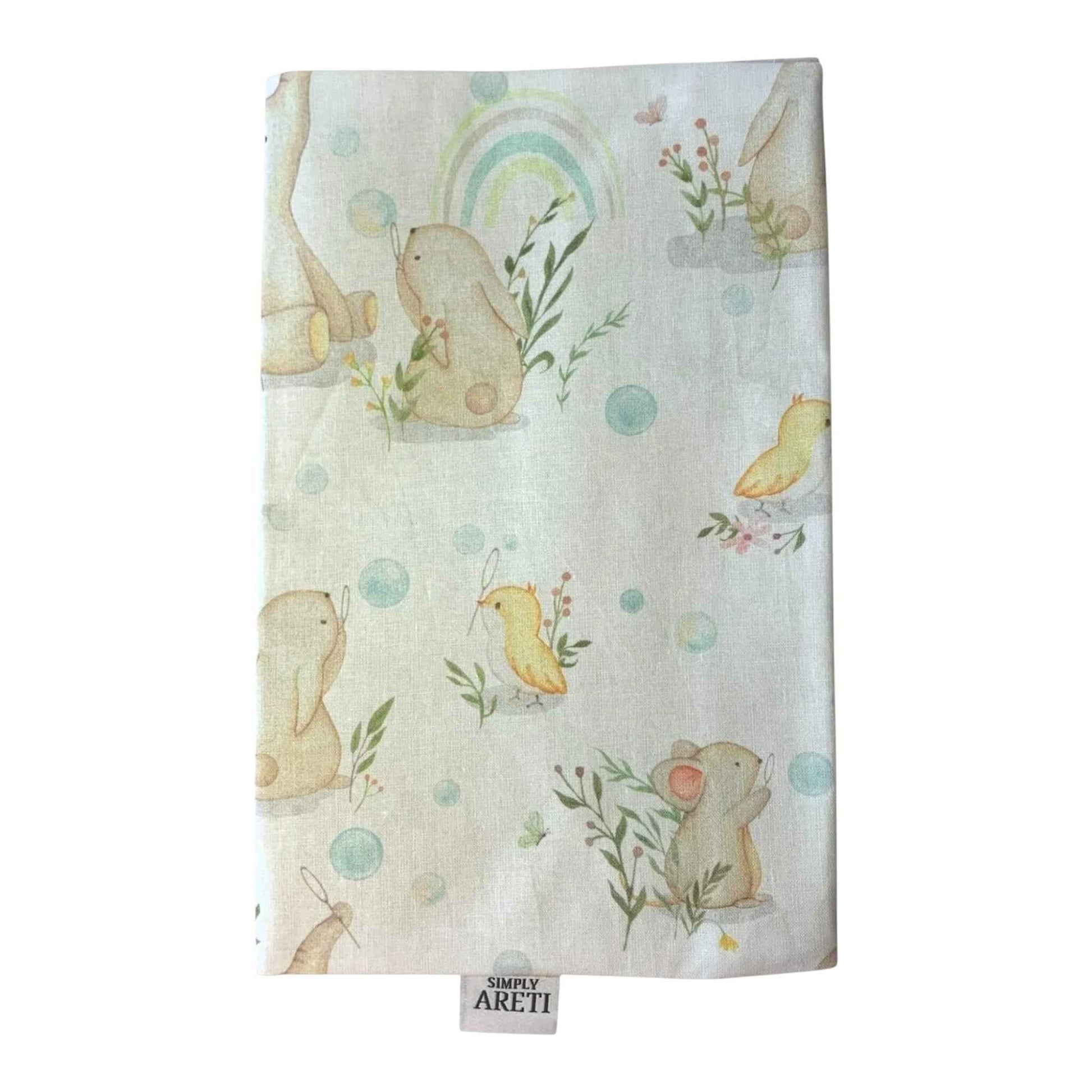 Pastel Baby Health Book Cover – Handmade with Bunnies, Rainbows & Mice