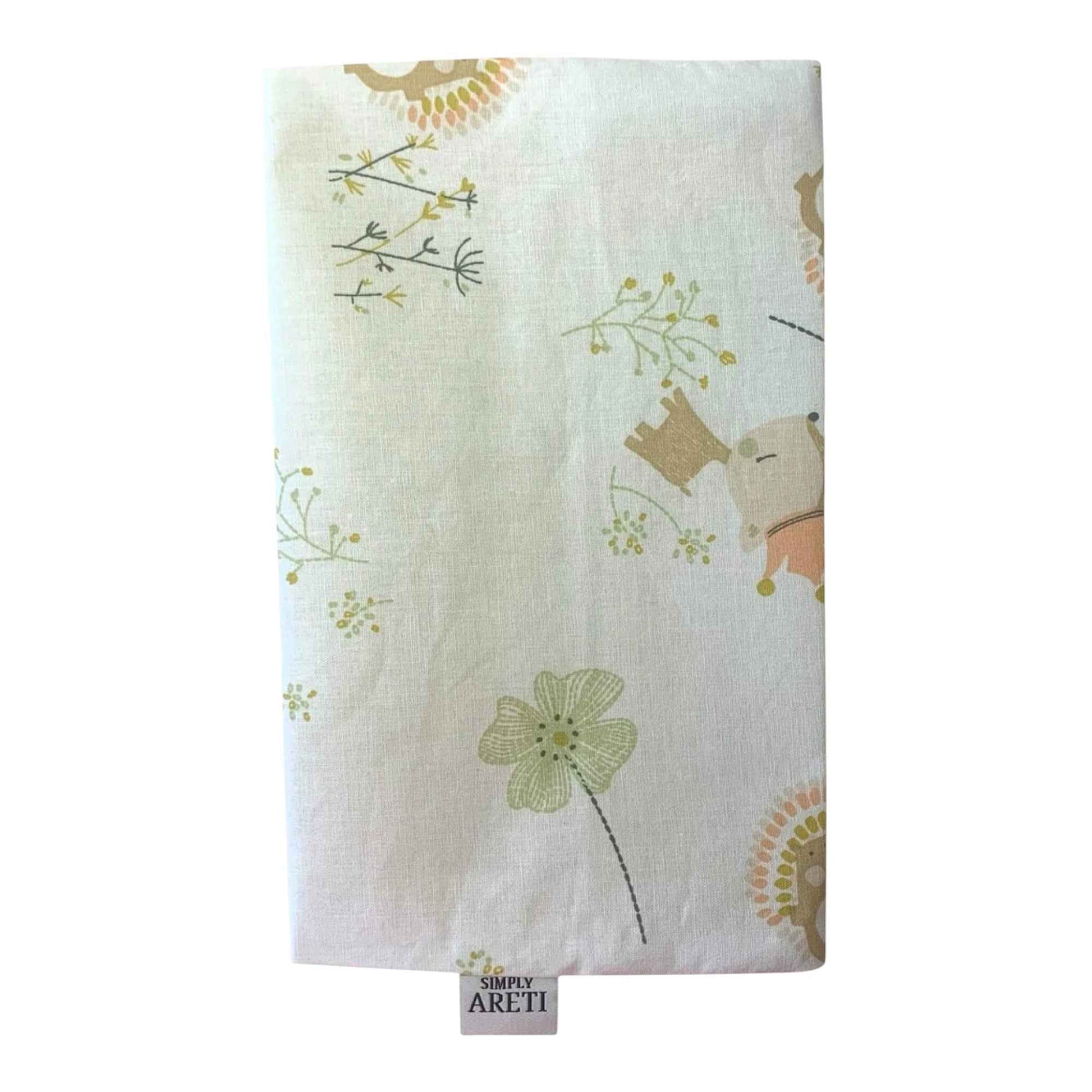 Pastel Baby Health Book Cover – Deer, Hedgehog & Clover Print