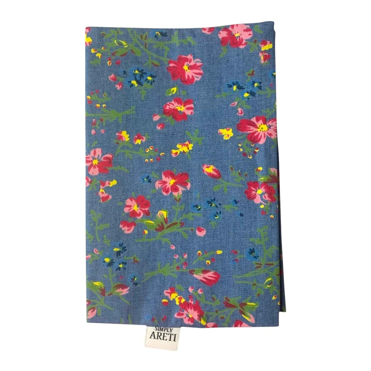 Colorful Floral Denim Health Book Cover – Handmade Baby Girl Gift