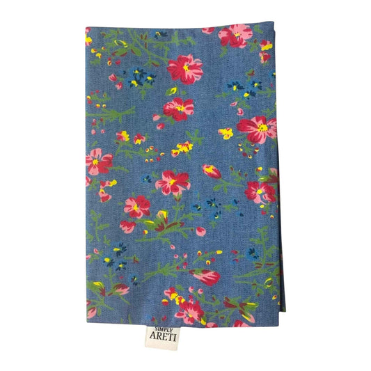 Colorful Floral Denim Health Book Cover – Handmade Baby Girl Gift