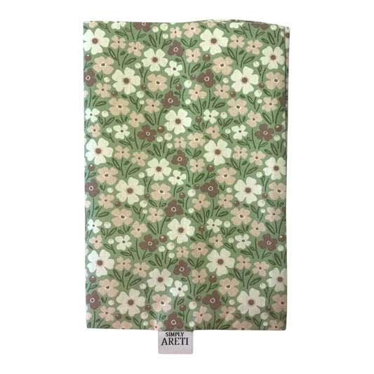 Soft Green Floral Baby Health Book Cover – Handmade Spring Garden Design