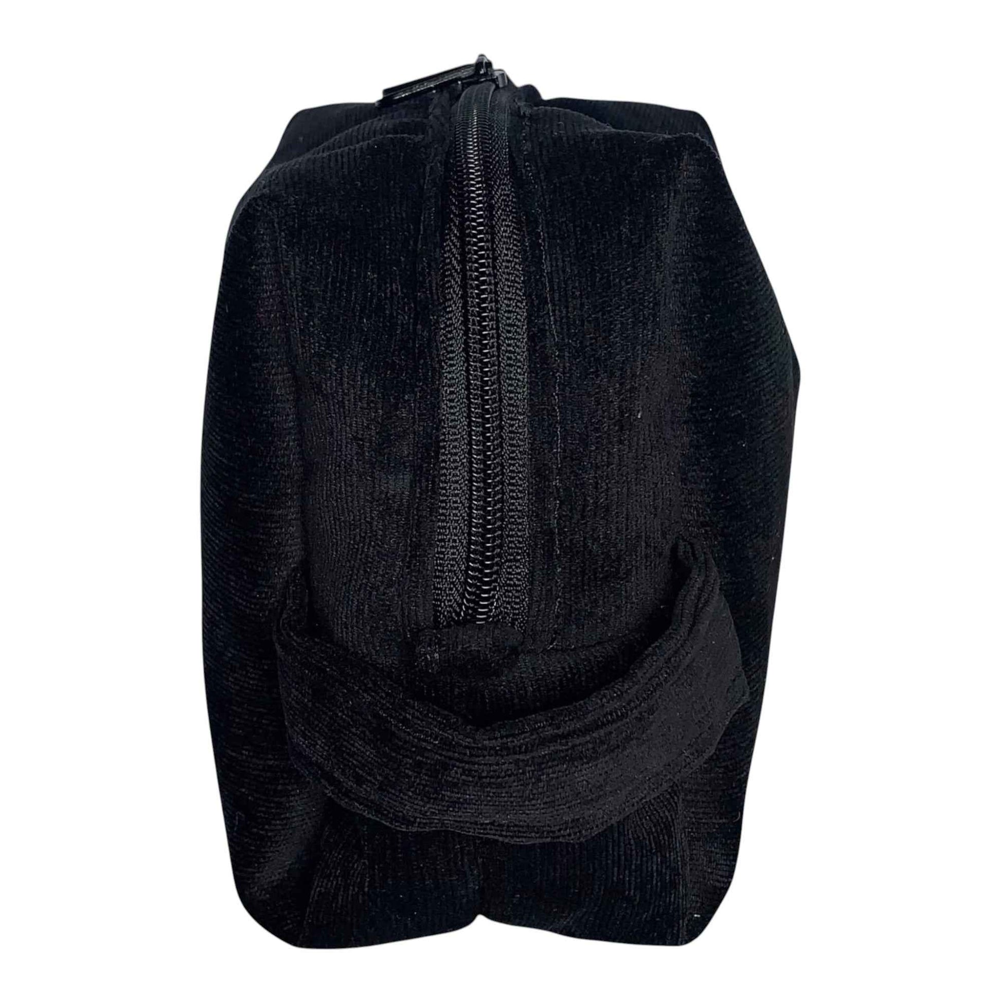 Structured Black Corduroy Pouch – Elegant & Practical Organizer