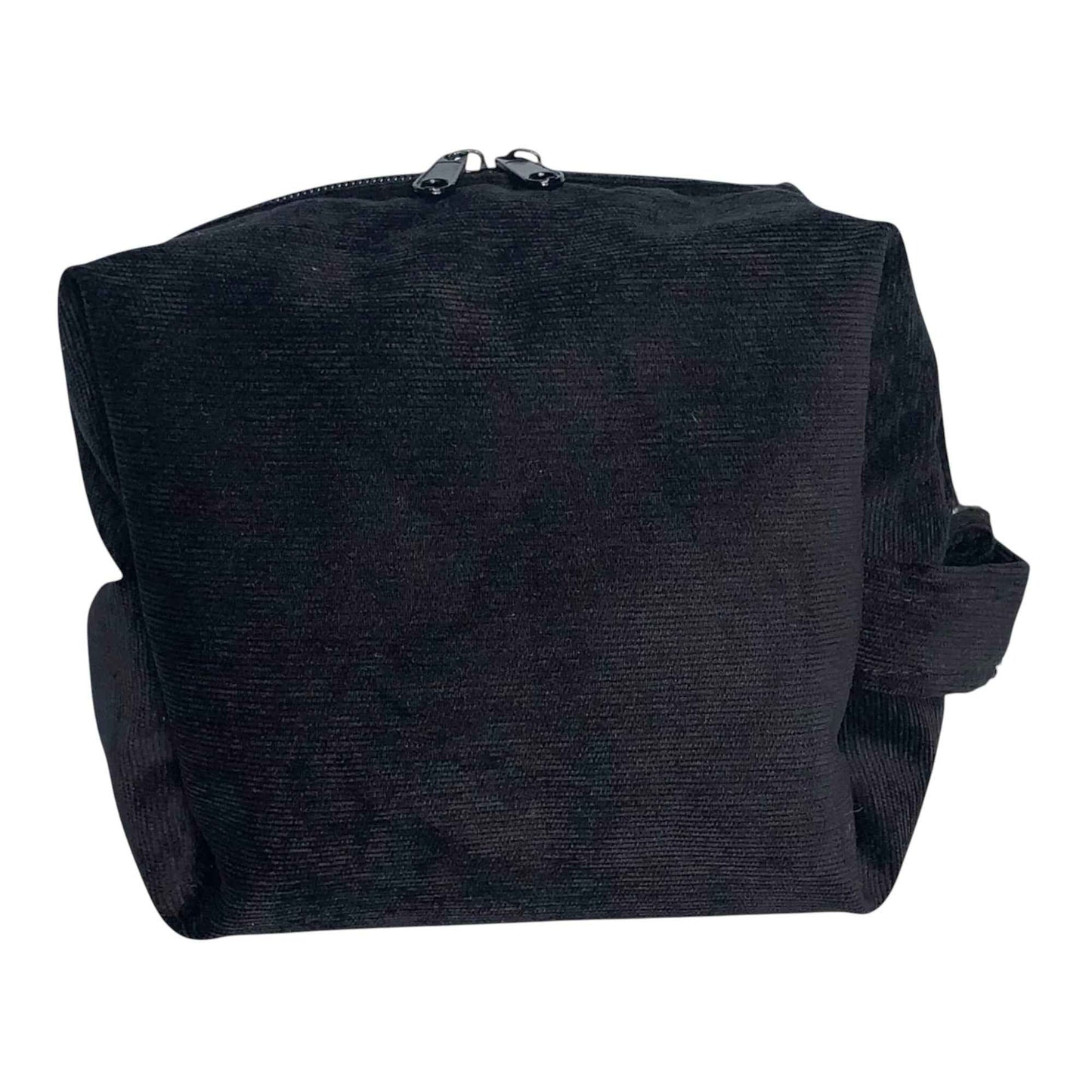 Structured Black Corduroy Pouch – Elegant & Practical Organizer