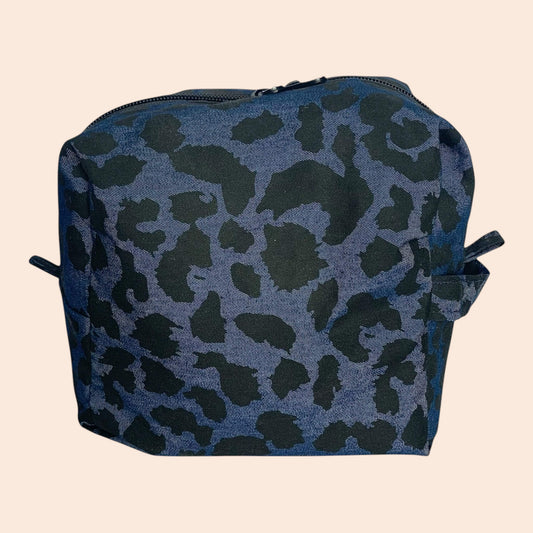 Animal Print Denim Pouch – Bold, Padded & Stylish Organizer
