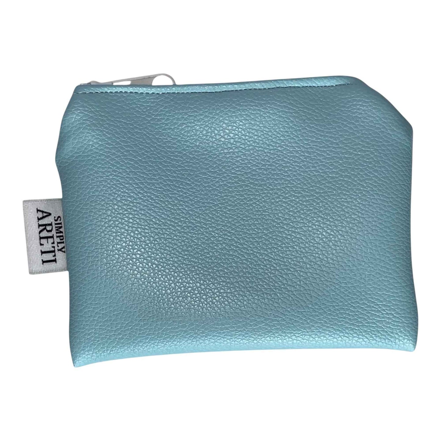 Light Blue Faux Leather Mini Pouch – Handmade Everyday Organizer