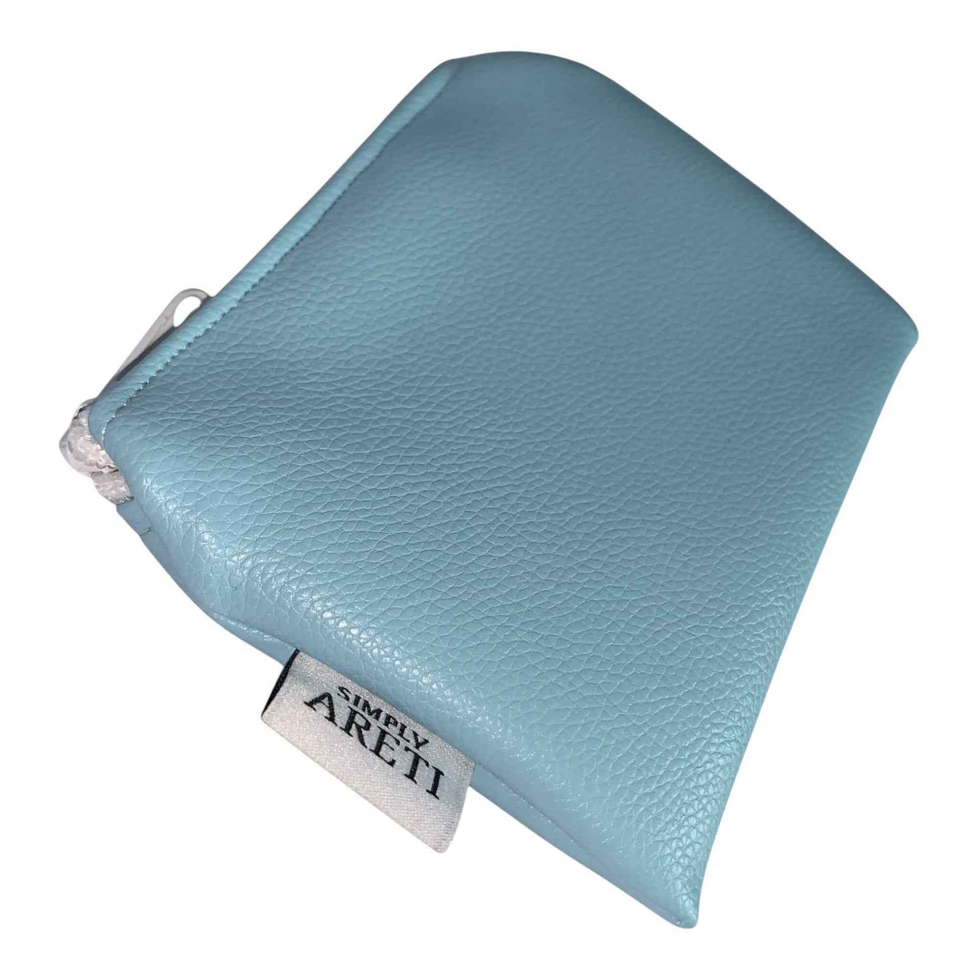 Light Blue Faux Leather Mini Pouch – Handmade Everyday Organizer