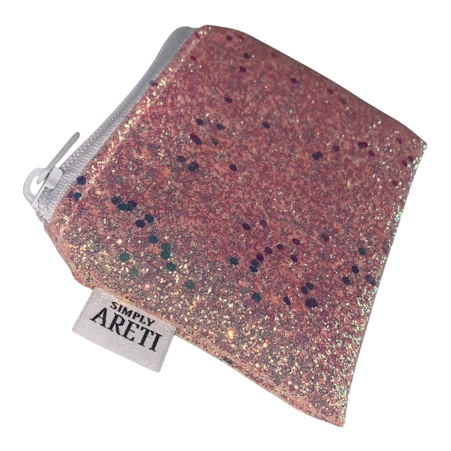 Pink Glitter Mini Pouch – Handmade Zipper Case for Coins, Lip Balm & Essentials