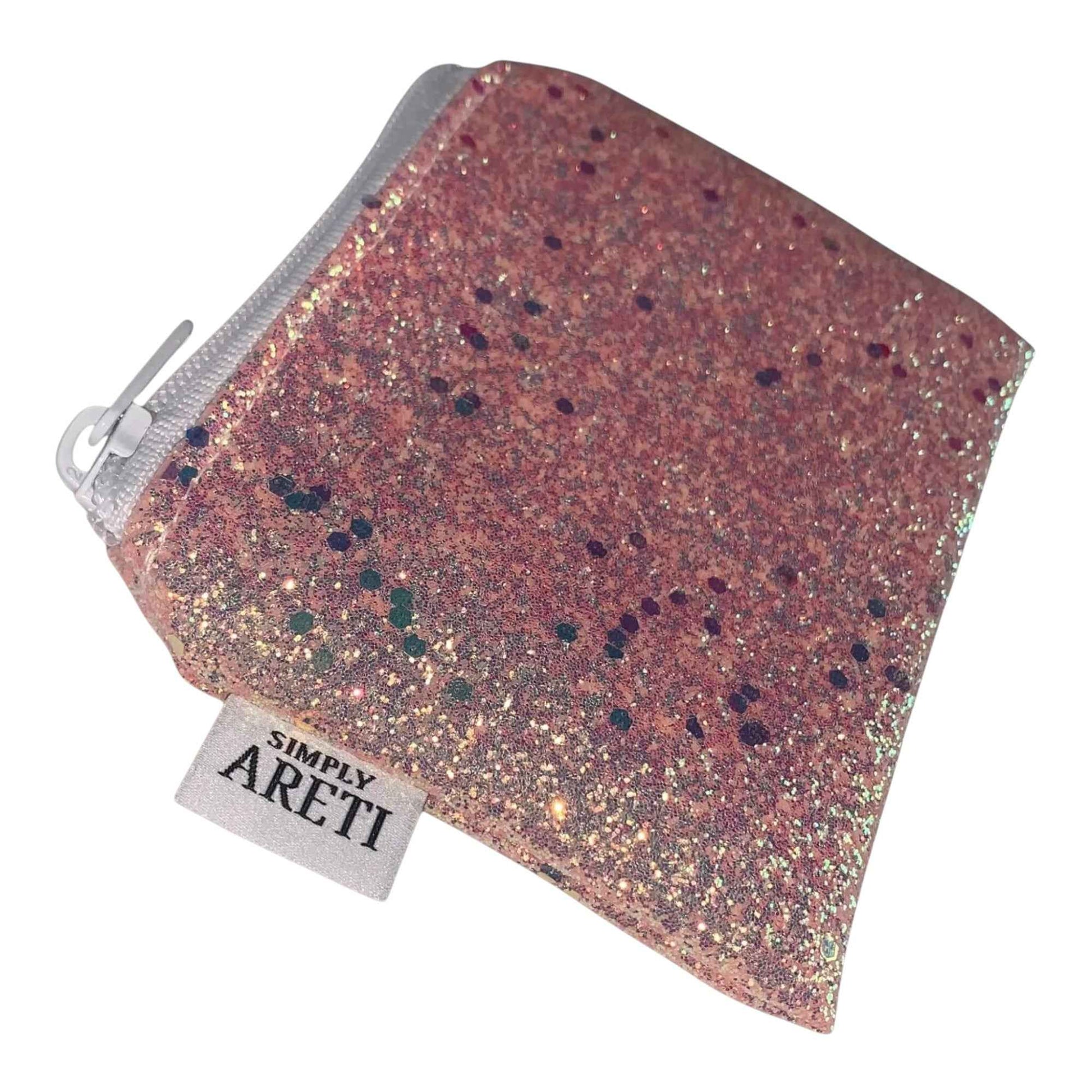 Pink Glitter Mini Pouch – Handmade Zipper Case for Coins, Lip Balm & Essentials