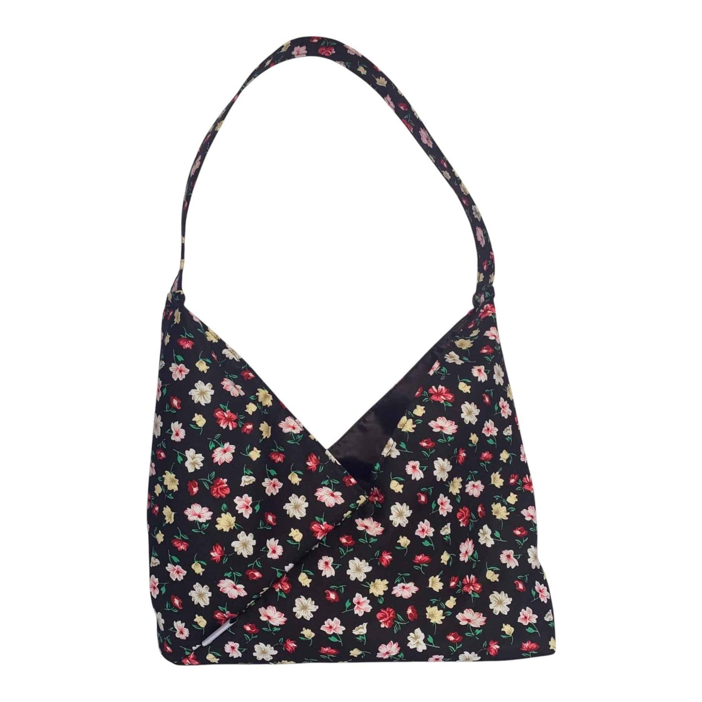 Origami Shoulder Bag – Dark Denim with Floral Print