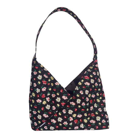 Origami Shoulder Bag – Dark Denim with Floral Print