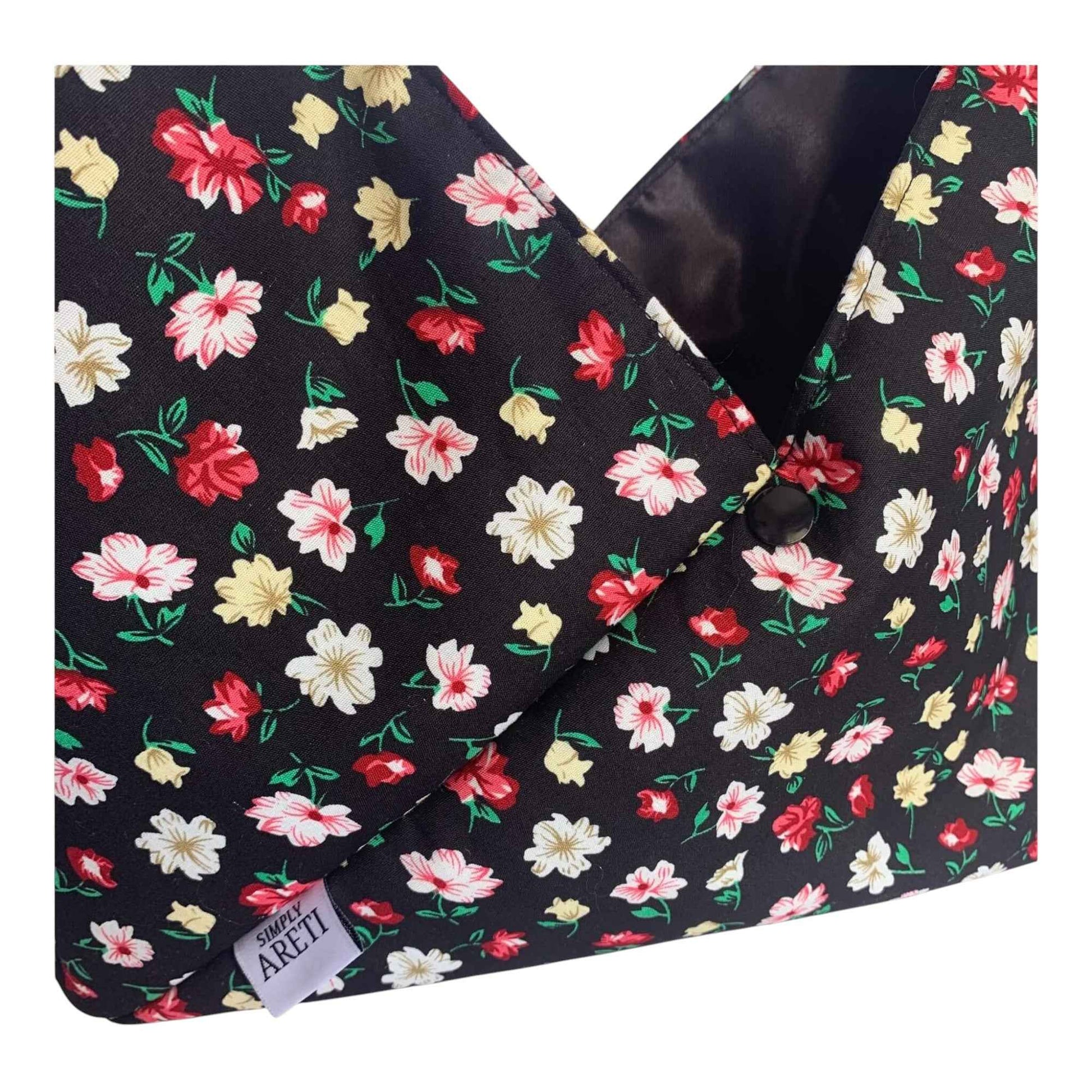 Origami Shoulder Bag – Dark Denim with Floral Print