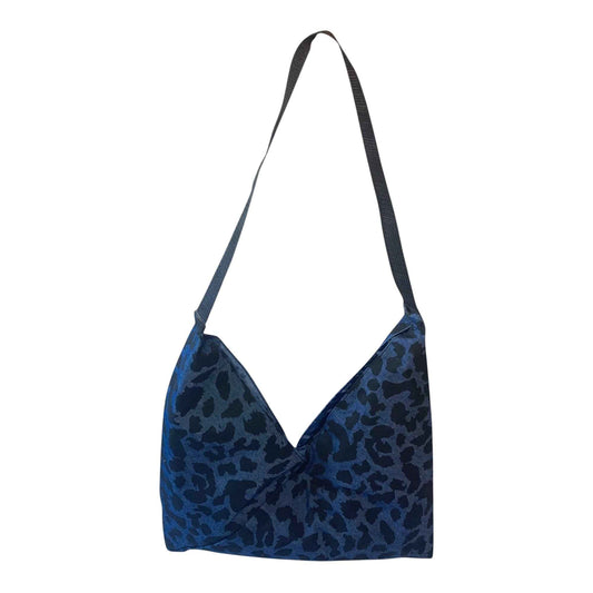 Origami Shoulder Bag – Dark Denim with Leopard Accent